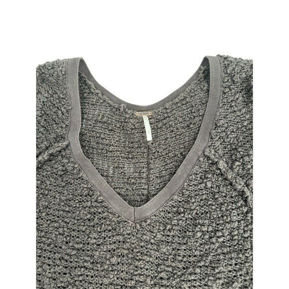 Free People Songbird Oversized Chunky Knit‎ V-Neck Sweater Brown Medium Weight - Picture 5 of 10